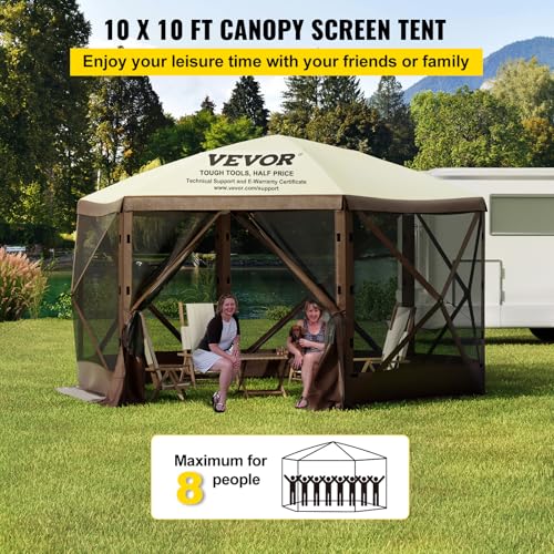 VEVOR Pop Up Gazebo Screen Tent 10x10ft with Mosquito Netting B21209