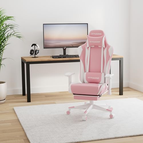 GTRACING Gaming Chair with Footrest, Ergonomic Reclining, Blue C551