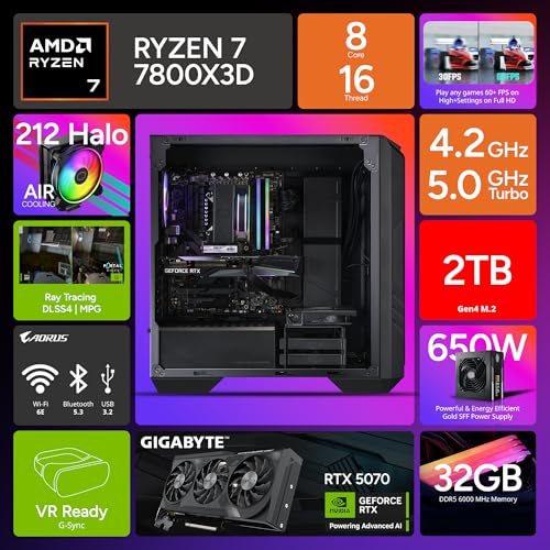 Cooler Master HAF 5 Pro Gaming PC with AMD Ryzen 7 7800X3D, RTX 5070, 32GB DDR5, 2TB SSD K5871