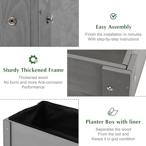 Raised Garden Bed with Legs 40x20x31 Outdoor Wood Planter Box N314255