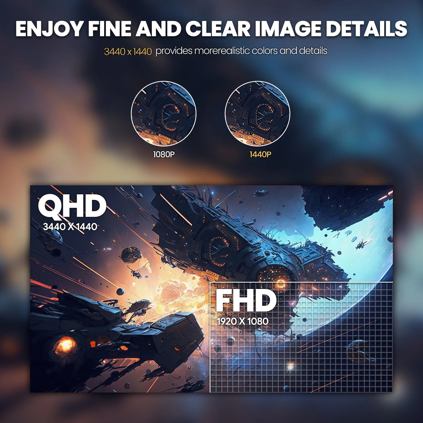 CRUA 34" Ultrawide Curved Gaming Monitor WFHD 165Hz 1500R B413972