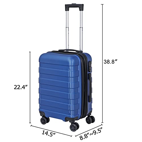 SUPER DEAL 21 Inch Carry On Luggage with Spinner Wheels, Expandable Hardside Suitcase, Black N556