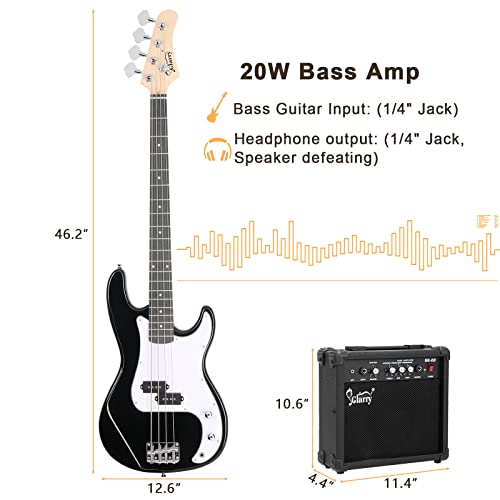 GLARRY Full Size Electric Bass Guitar Beginner Kit 4 String with Amp and Accessories S4156