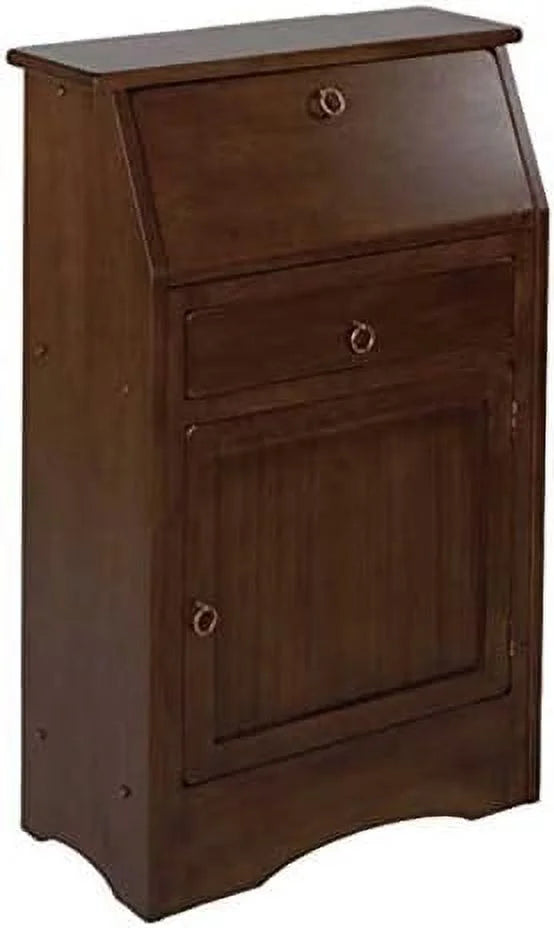 HJNIUNIU Secretary Desk with Fold-Down Table and Shelves, Walnut Finish R313023