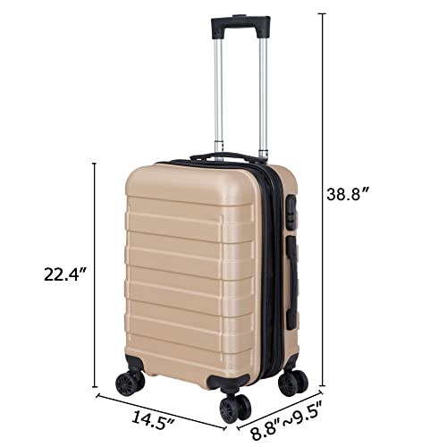 SUPER DEAL 21 Inch Carry On Luggage with Spinner Wheels, Expandable Hardside Suitcase, Black N556