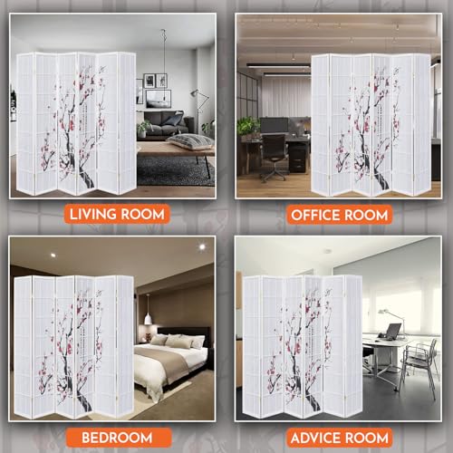 Legacy Decor 4-Panel Blossom Screen Portable Foldable Shoji Room Divider Black K541964