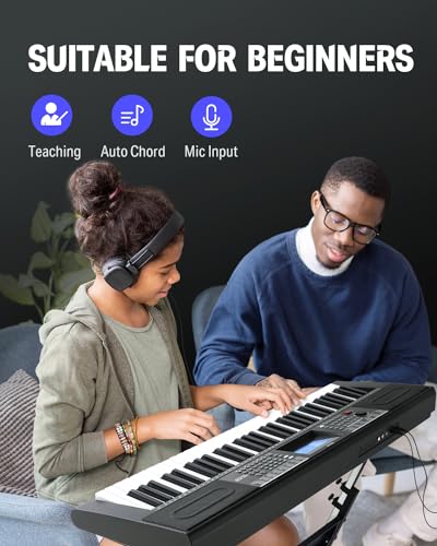 Donner 61 Key Keyboard Piano with Stand, Stool & Microphone, Black (DEK-610S) G165