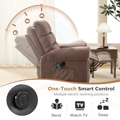 ANJ Large Power Lift Recliner Chair with Massage and Heat for Elderly, Camel Z8802