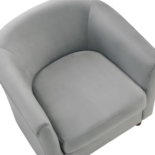 FLEXISPOT Accent Barrel Chair with Ottoman, Velvet Upholstered, White U587