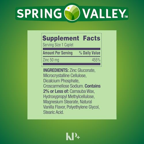 Zinc 50mg Immune Health Dietary Supplement, 200 Caplets, Pack of 2 Z671