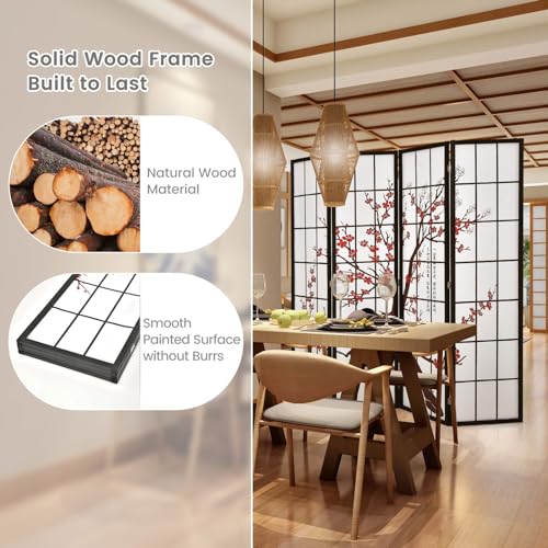 Giantex 4 Panel 6FT Room Divider, Folding Privacy Screen, White Y9239