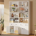 IRONCK 78.7" Bookcase with 4 Drawers and 4 Doors, 6 Tier Large Bookshelf with Storage, Floor Standing Display Storage Shelves, Tall Storage Cabinet for Living Room (Vintage Black)