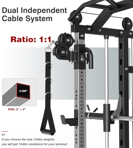 DONOW Smith Machine with Weight Stacks Power Cage Squat Rack Home Gym Y361