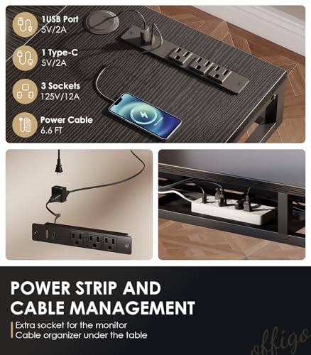 OffiGo 63 Inch L Shaped Electric Standing Desk with Drawers, Black O5647