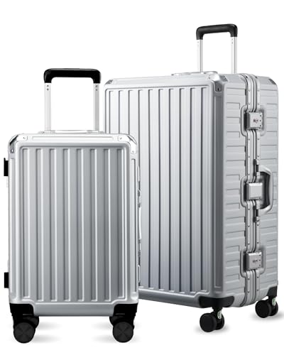 LUGGEX Aluminum Frame Carry On Luggage, 20 Inch Hard Shell Suitcase, Charcoal Metallic V31867