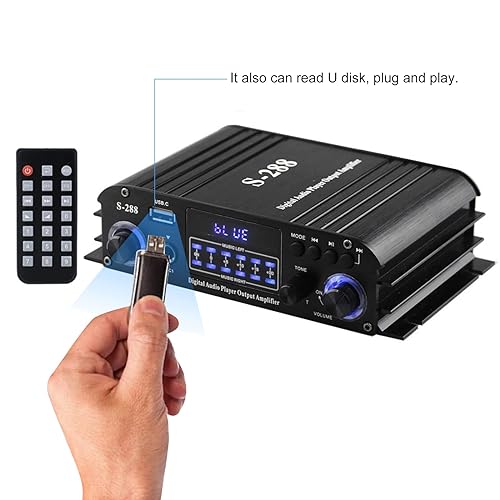 4 Channel Bluetooth 5.0 Stereo Amplifier, 50Wx4 HiFi, Class D Home Audio Receiver with Remote B25174