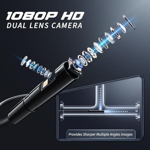 Endoscope Camera with Light, 4.3" IPS Screen, 1920P HD, 16.4FT Semi-Rigid Cord, IP67 Waterproof, Orange G627561