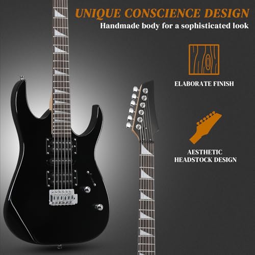 Ktaxon 39" Electric Guitar Starter Kit with 20W Amp, Matte Black H32428