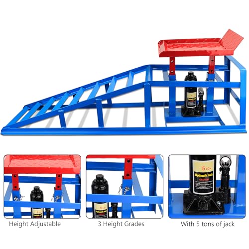 2PCS 5T Hydraulic Car Ramps, Heavy Duty Portable Vehicle Lift for Garage L579958