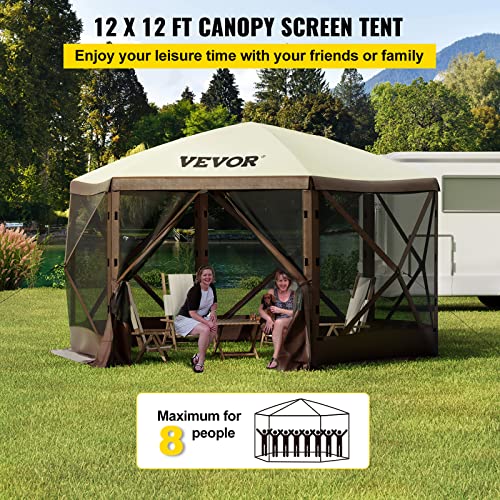 VEVOR Pop Up Gazebo Screen Tent 10x10ft with Mosquito Netting B21209