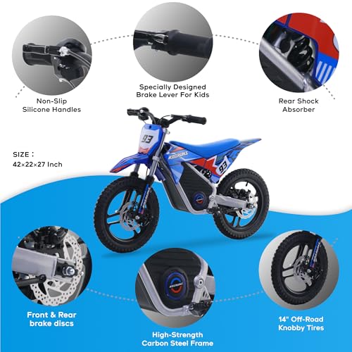 AIII Electric Dirt Bike for Kids 3-7, 12-Inch Off-Road Tires, Red X89100