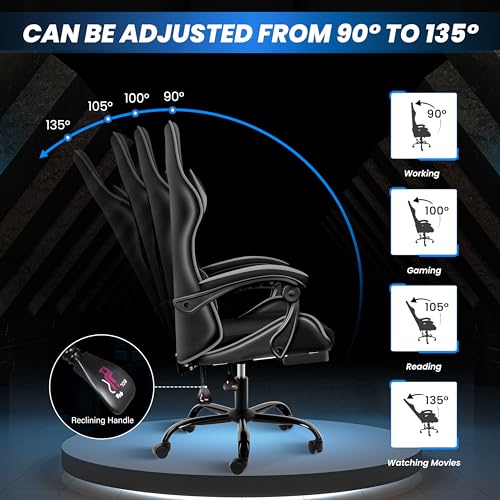 Gaming Chair with Footrest, Lumbar Support, Red/Black M9231