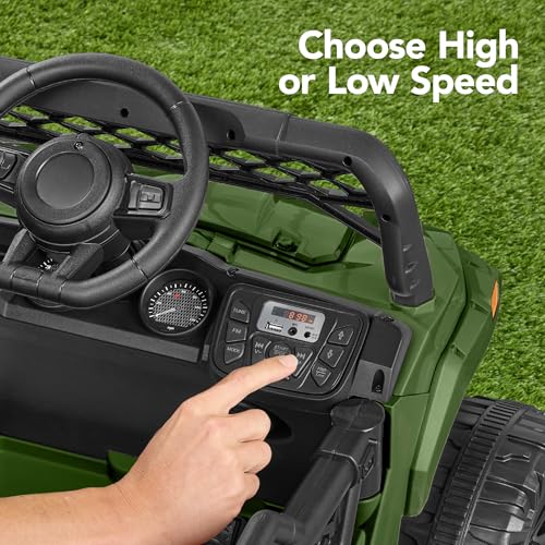 Kids 12V Electric Ride On UTV Car with Trailer, Parent Control, LED Lights, Bluetooth - Black C2735