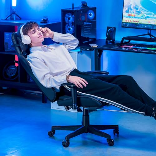 GTRACING Gaming Chair with Footrest, Blue R841