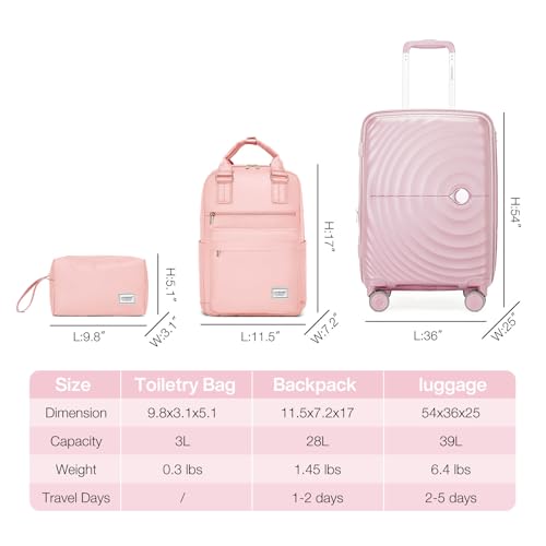 LARVENDER Luggage Sets 3 Piece, 20in Carry On PP Hardshell Suitcase with Spinner Wheels Q3160