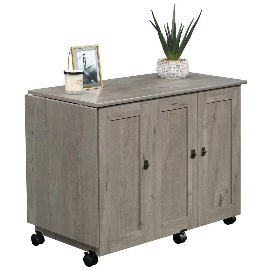 Pemberly Row Contemporary Engineered Wood Sewing Craft Table Oak A45888