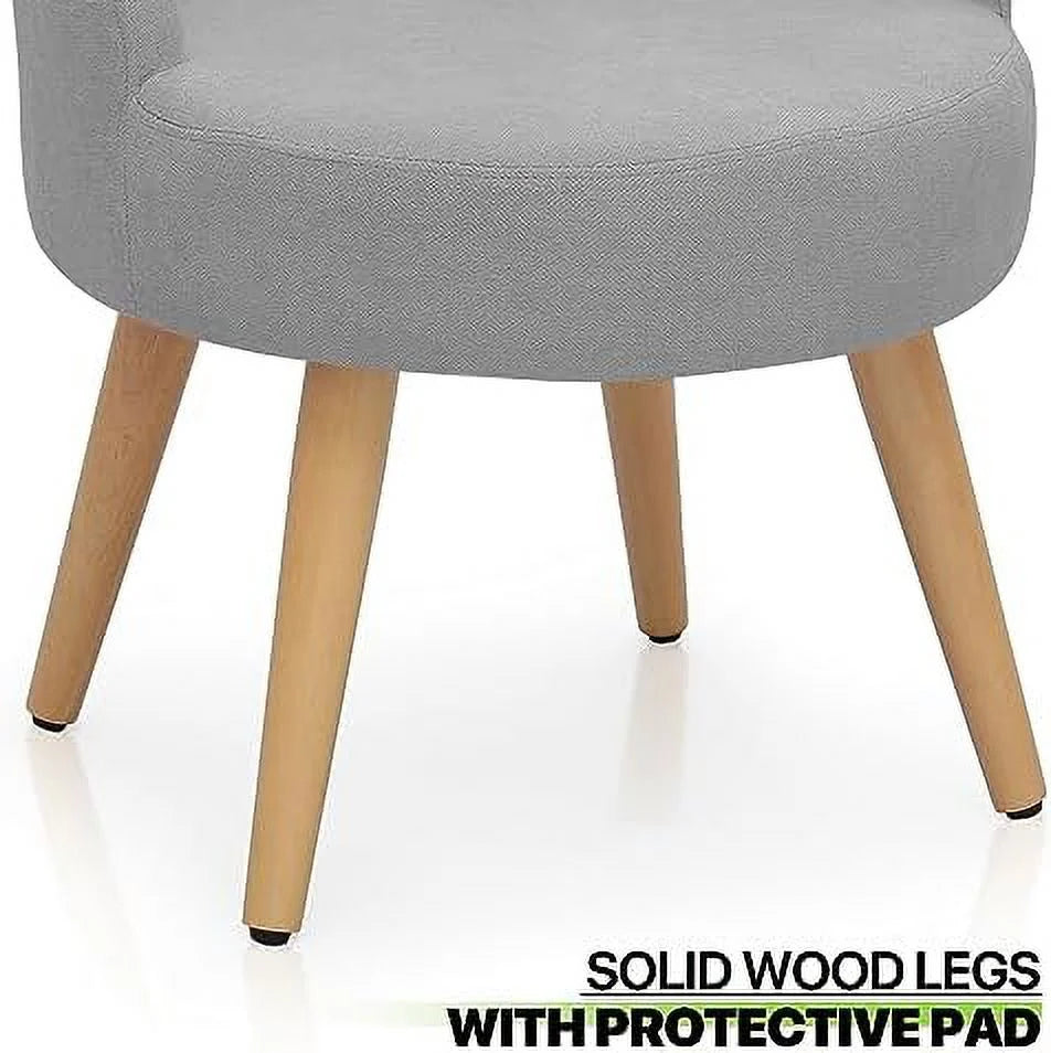 GEROBOOM SpaceSaving Vanity Stool Accent Chair with Wood Legs, Grey Velvet E16539
