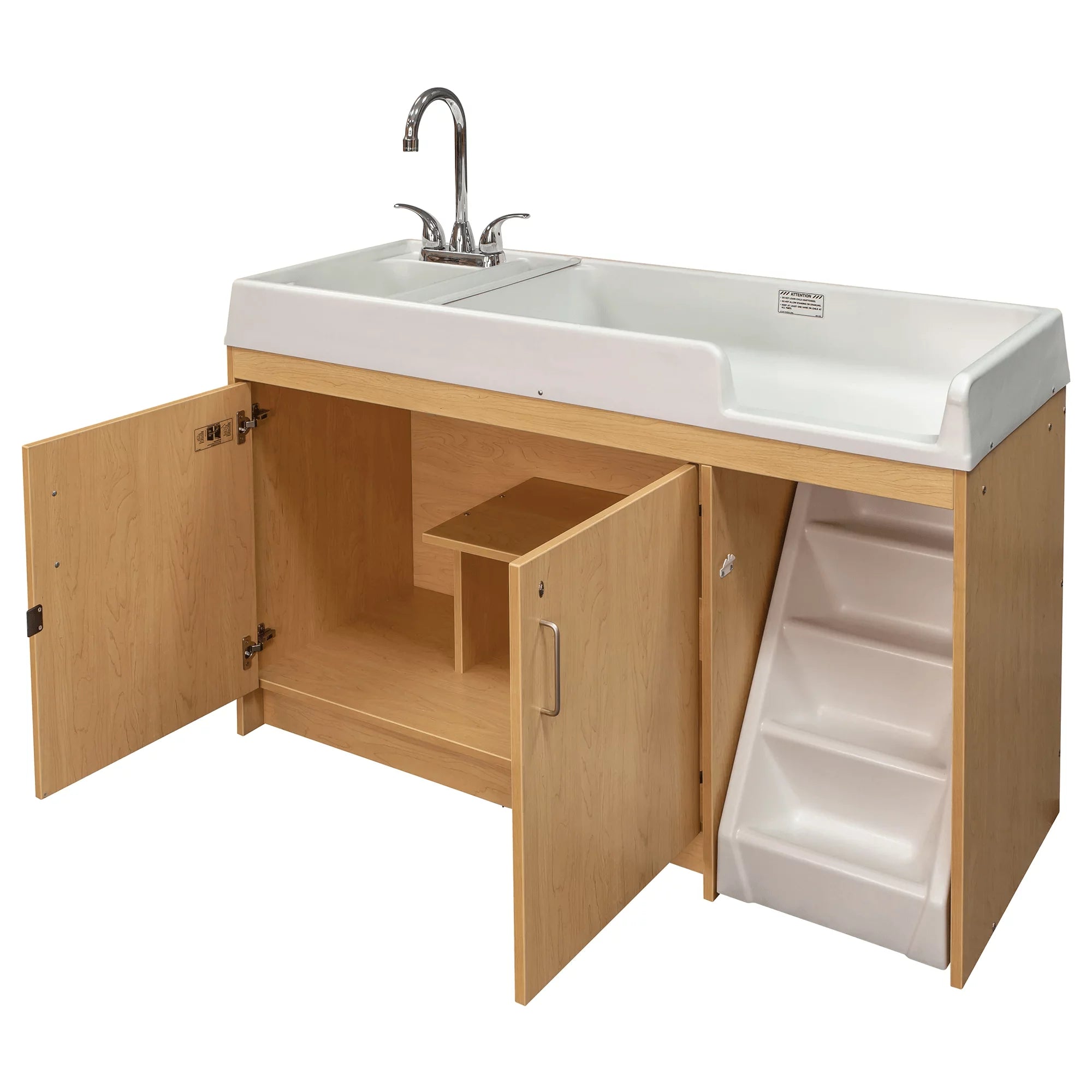 Tot Mate Walk-Up Baby Changing Table with Built-In Sink, Maple G138