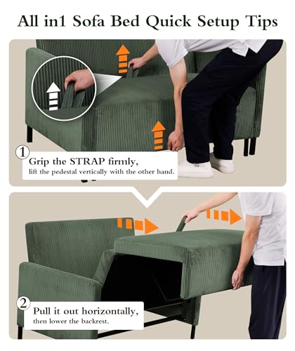 3 in 1 Convertible Sleeper Chair Sofa Bed with Adjustable Backrest, Blue M92497