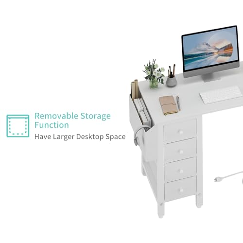 Lufeiya L Shaped Gaming Desk with Drawers & Power Outlet, Black A39519