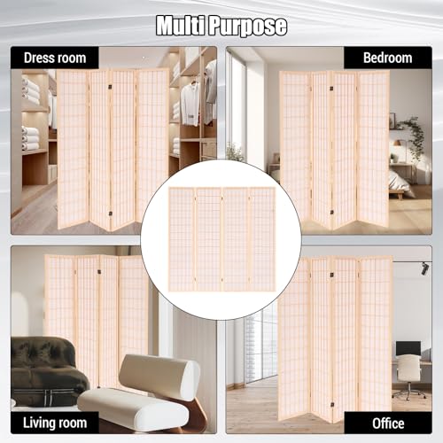 Japanese Shoji Room Divider 6 Panel Folding Wooden Screen 5.6FT I82869