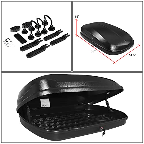 DNA MOTORING Rooftop Cargo Box Lockable Car Top Storage Case 110 Lbs Textured Black P1853
