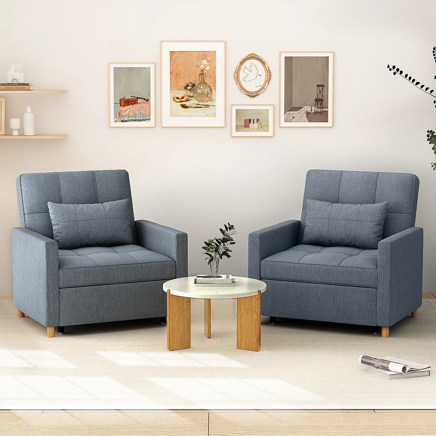 YODOLLA Sleeper Sofa Chair 3 in 1 Pull Out Chair Bed with Pillow, Dark Grey N8421