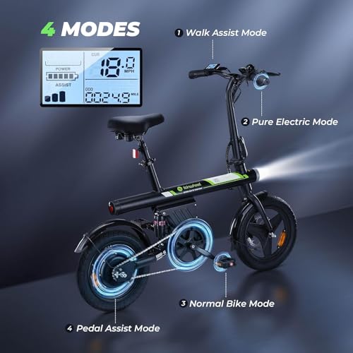 isinwheel U1 Folding Electric Bike, 500W Motor, 20 mph, Black O499