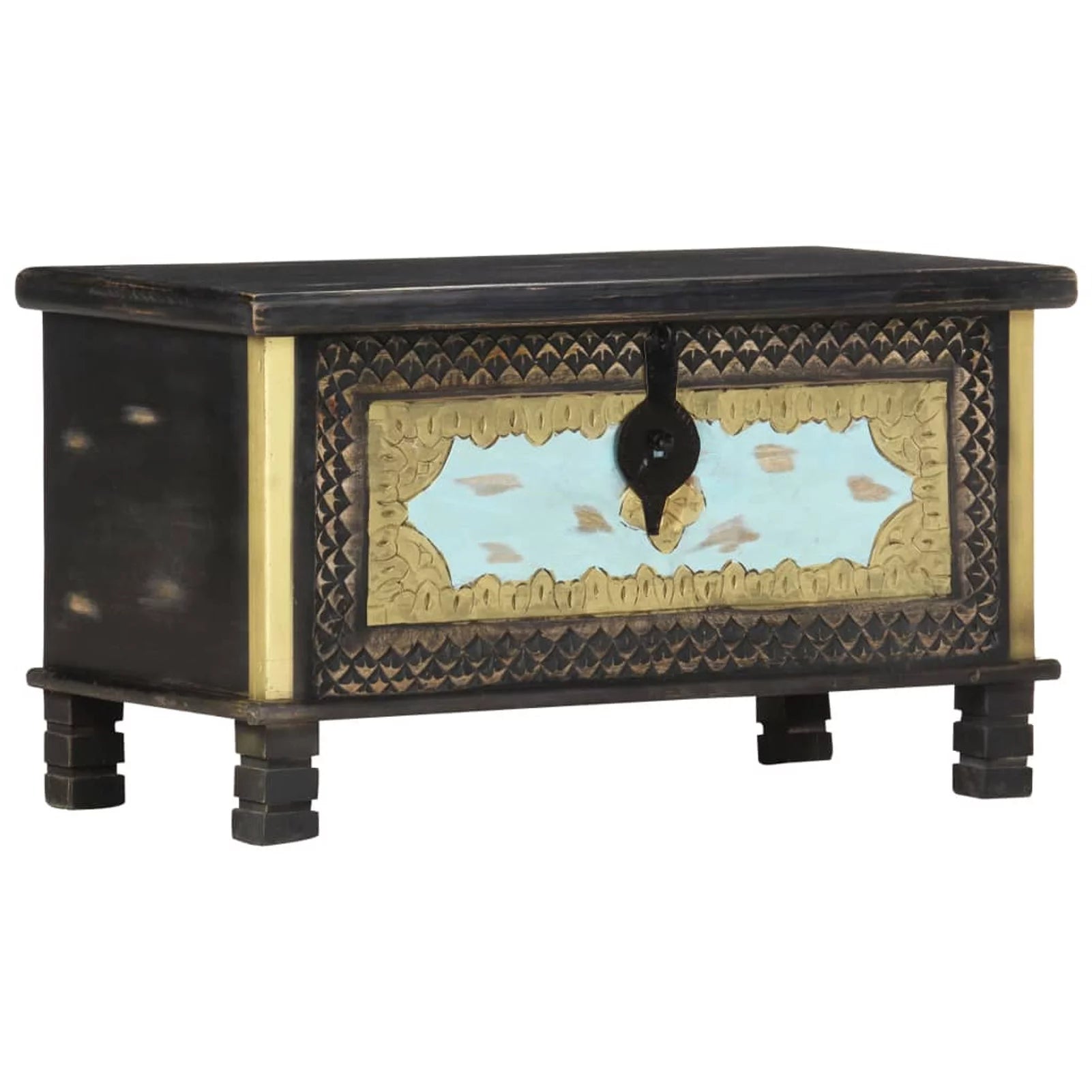Anself Wooden Storage Chest Mango Wood Blanket Box for Bedroom W4496