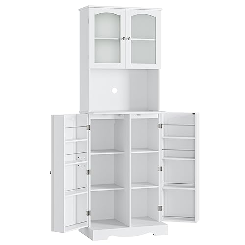 HOSTACK 71'' Tall Pantry Cabinet with Microwave Stand, White L896300