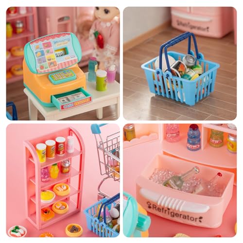 164Pcs Mini Shopping Cart Basket Supermarket Metal Handcart Trolley DollHouse Toy N4916