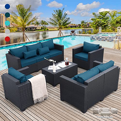 Rattaner Patio Furniture Set 5 Pieces Outdoor Couch with Coffee Table P526524