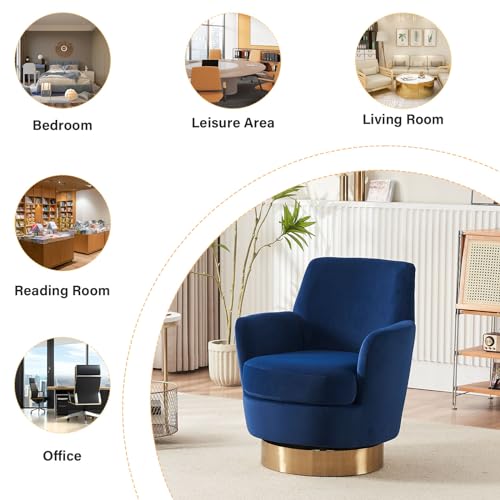 Swivel Barrel Chair Set of 2, Modern Velvet Accent Chairs, Orange P5409