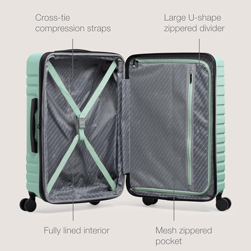 U.S. Traveler Boren Polycarbonate Hardside Carry-on Suitcase with 8 Spinner Wheels, Teal, 22-Inch S2578
