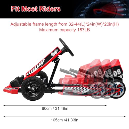 36V Electric Go Kart for Kids & Adults, 350W Drift Cart, Red C498