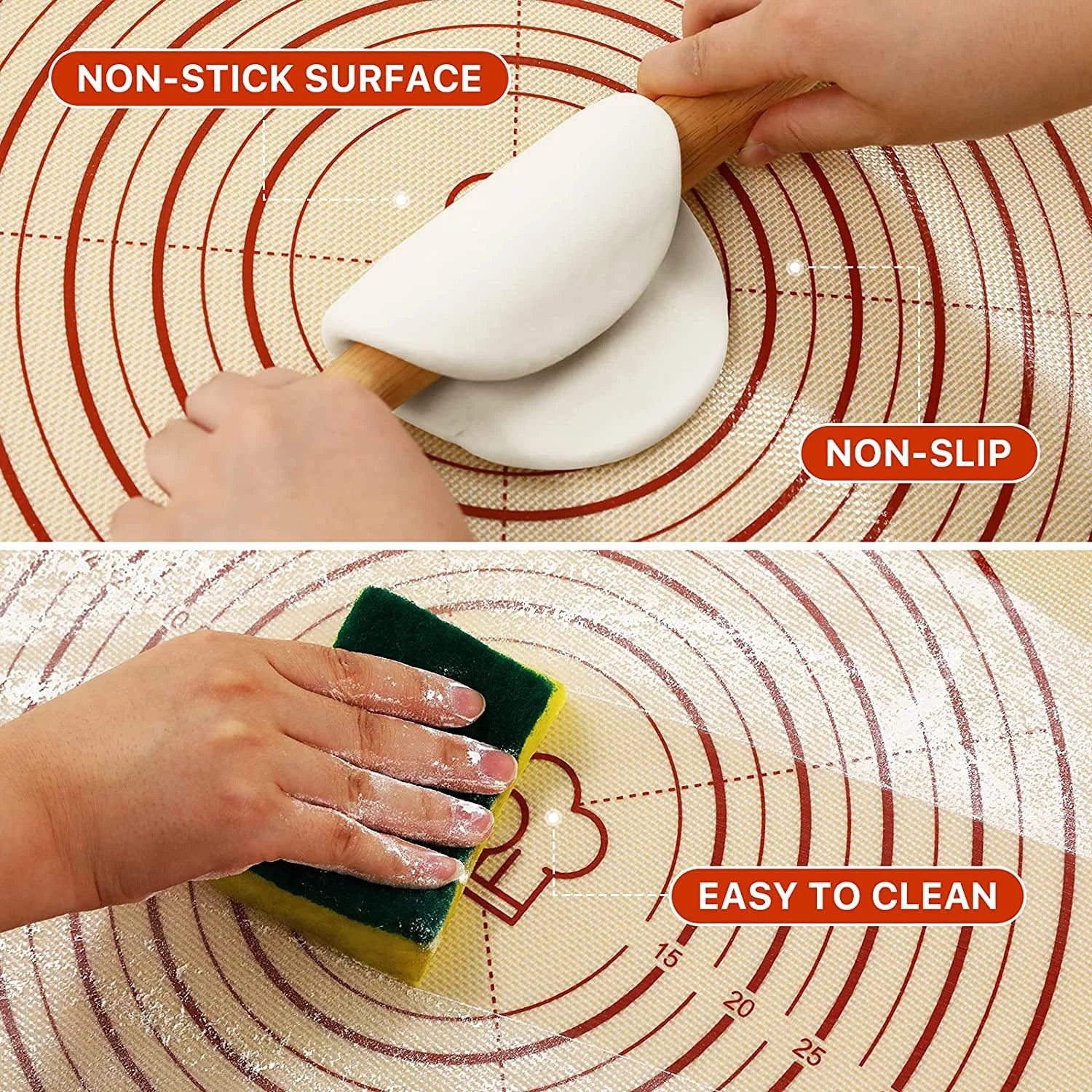 Silicone Baking Mat 26" x 16" Extra Thick Non-Stick with Measurements Y9106
