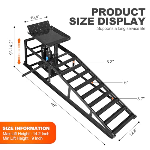 2 Pack Hydraulic Car Ramps 11050LBS High Lift 9"-14.2" Heavy Duty Steel M6524