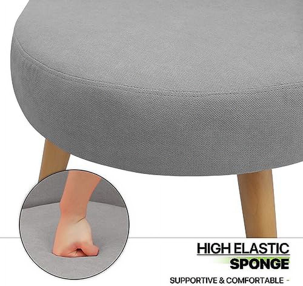 GEROBOOM SpaceSaving Vanity Stool Accent Chair with Wood Legs, Grey Velvet E16539