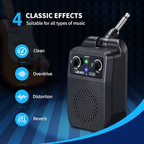 LEKATO Mini Electric Guitar Amp 5W Bluetooth Portable with 4 Effects A139