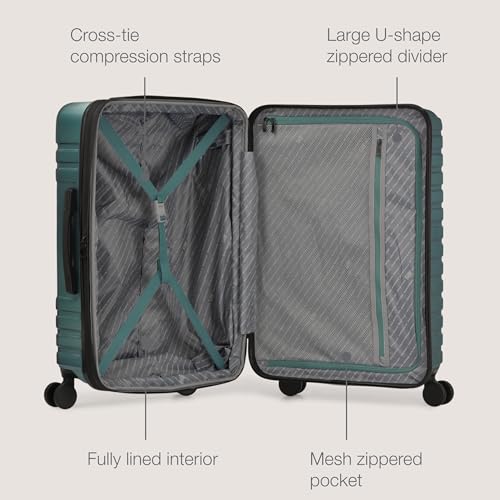U.S. Traveler Boren Polycarbonate Hardside Carry-on Suitcase with 8 Spinner Wheels, Teal, 22-Inch S2578